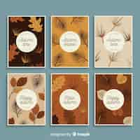 Gratis vector vintage herfst kaartcollectie