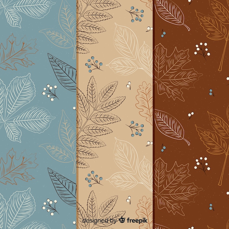 Gratis Vector vintage herfst patroon collectie