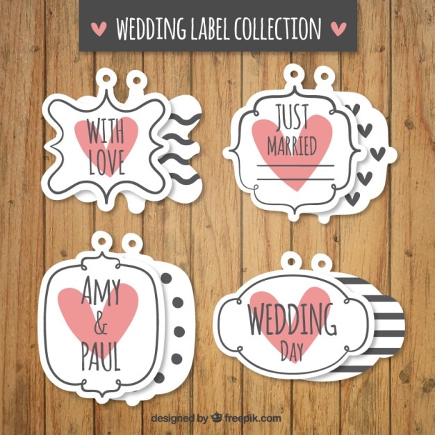 Gratis vector vintage huwelijk label set