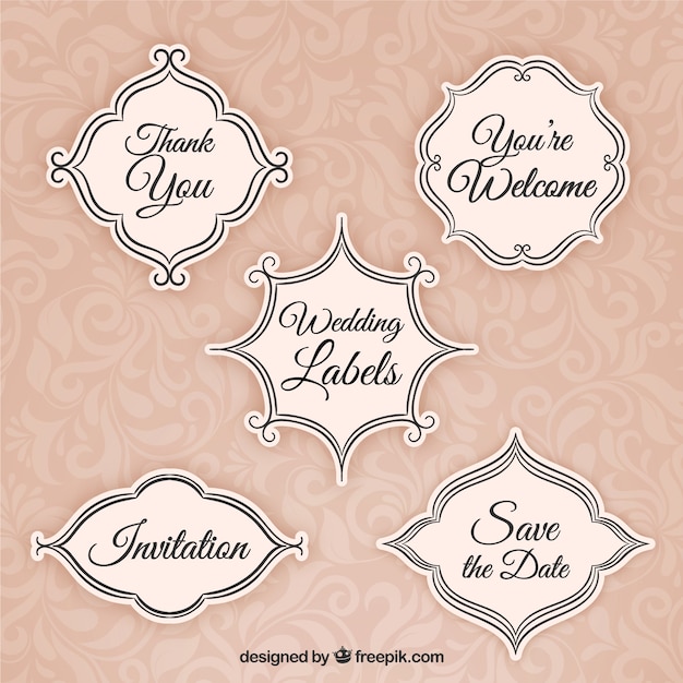 Gratis vector vintage huwelijk labels