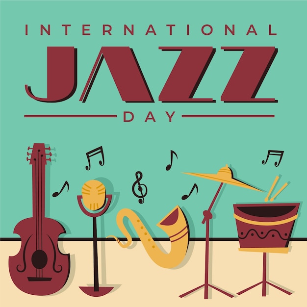 Gratis vector vintage internationale jazzdag