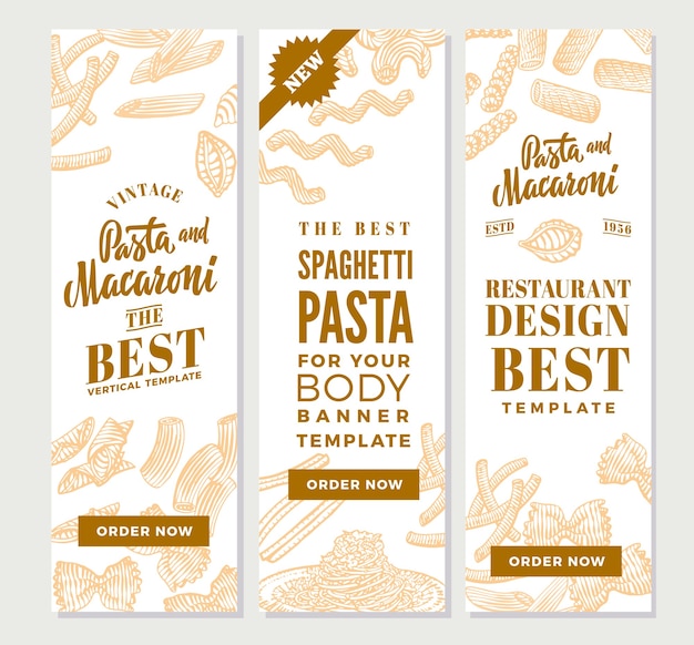 Gratis vector vintage italiaanse pasta verticale banners