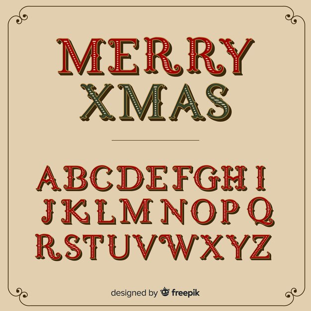 Vintage kerst alfabet illustratie