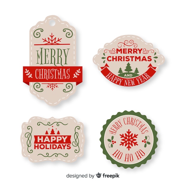 Gratis vector vintage kerst badge collectie