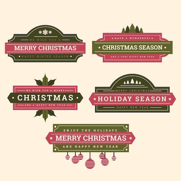 Gratis vector vintage kerst badge collectie