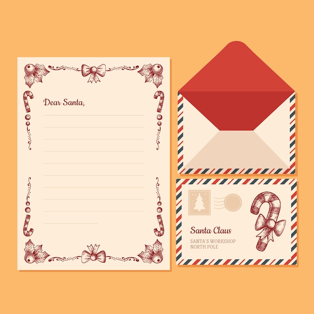 Gratis vector vintage kerst briefpapier sjabloon