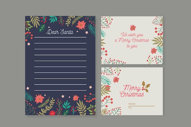 Gratis vector vintage kerst briefpapier sjabloon