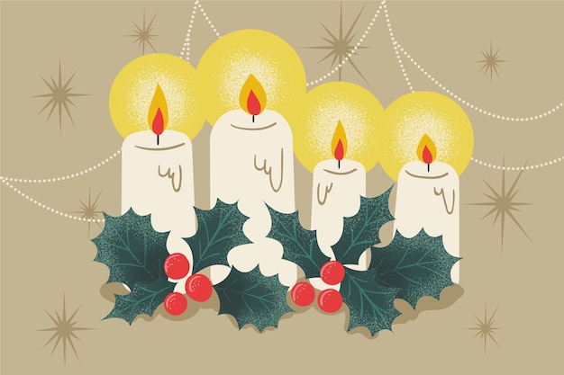 Gratis vector vintage kerst kaars achtergrond