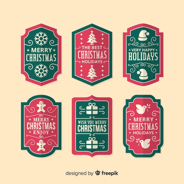 Gratis vector vintage kerst label collectie