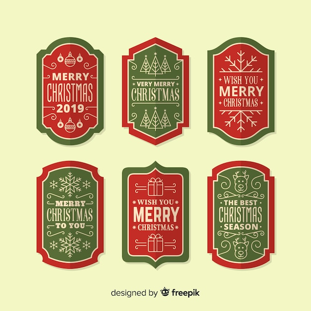 Gratis vector vintage kerst label collectie