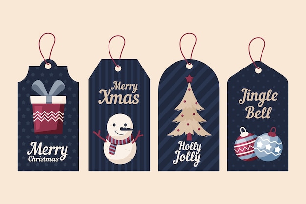 Gratis vector vintage kerst label collectie