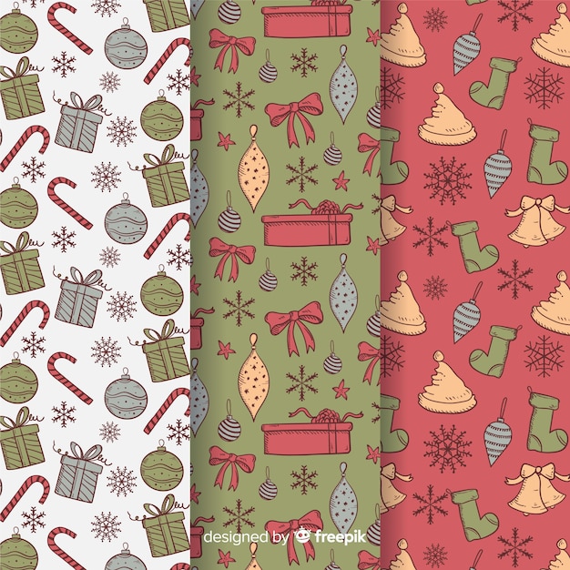 Gratis vector vintage kerst patroon met cadeautjes