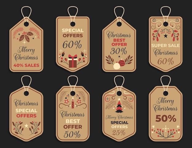 Vintage kerst verkoop tag-collectie