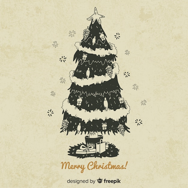 Gratis vector vintage kerstboom