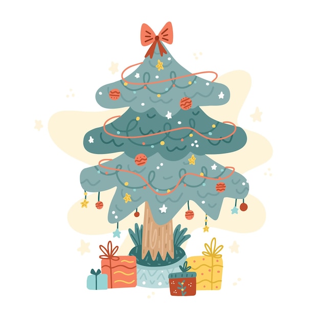 Gratis vector vintage kerstboom