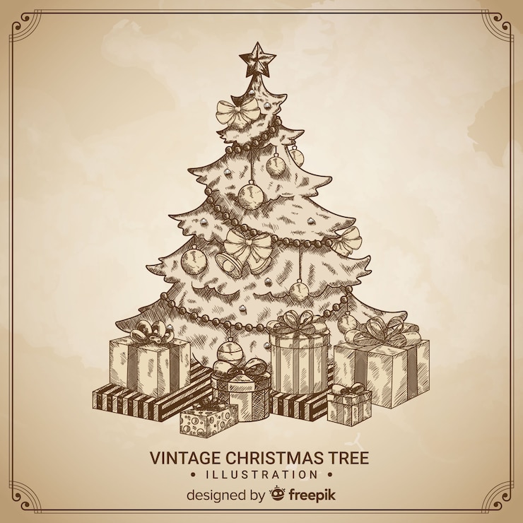 Gratis Vector vintage kerstboom