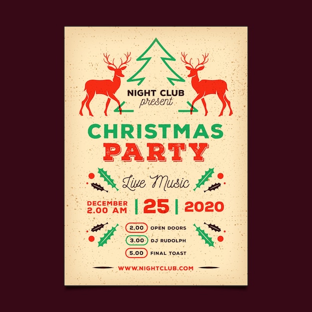 Vintage kerstfeest poster sjabloon