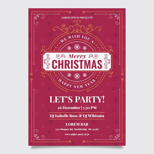 Gratis vector vintage kerstfeest poster