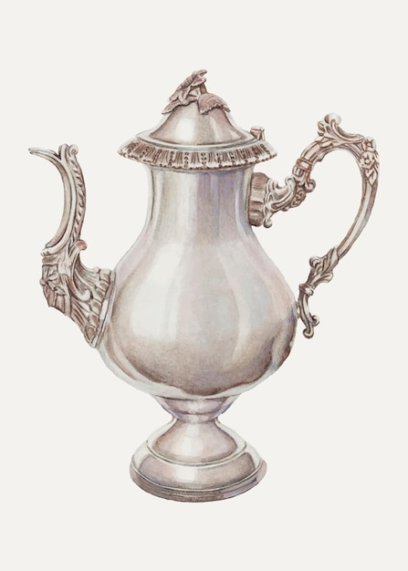 Vintage koffiepot illustratie vector, geremixt van het kunstwerk door Ernest A. Towers, Jr