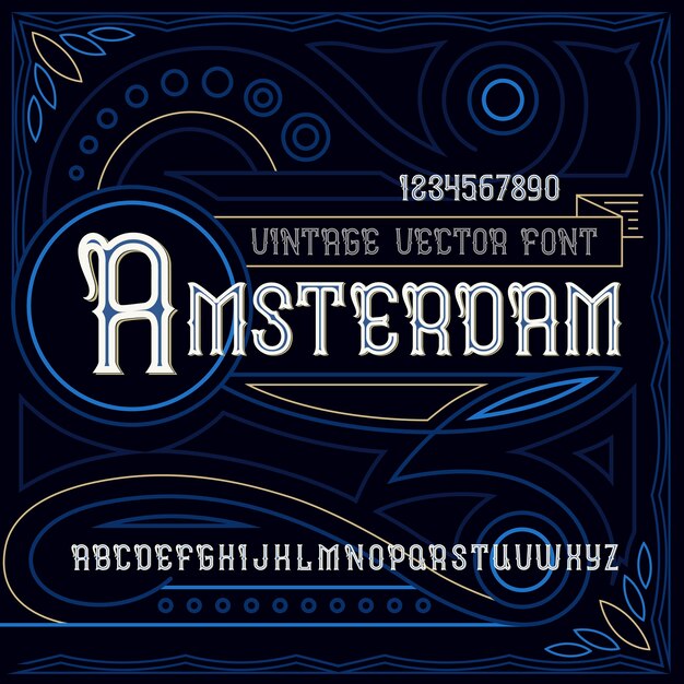 Vintage label lettertype genaamd "Amsterdam".