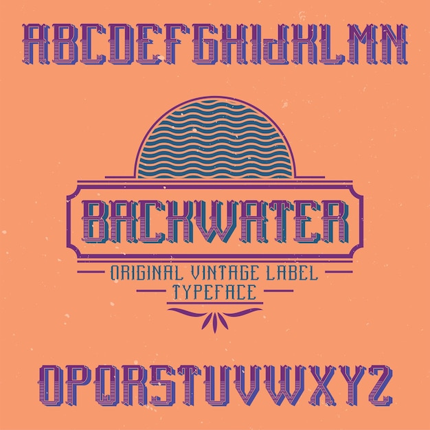 Gratis vector vintage label lettertype genaamd backwater