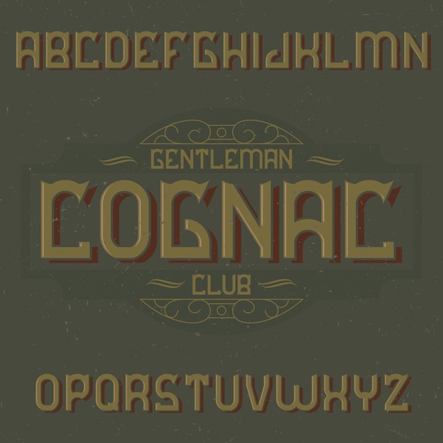 Gratis vector vintage label lettertype genaamd cognac.