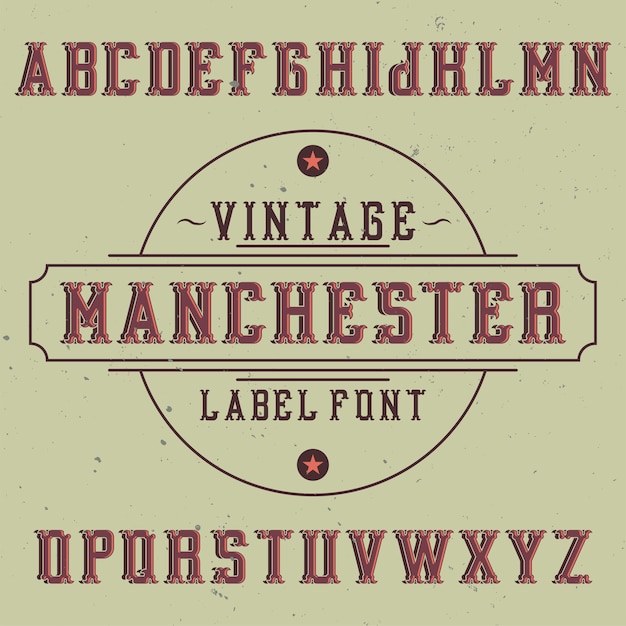 Gratis vector vintage label lettertype genaamd manchester.