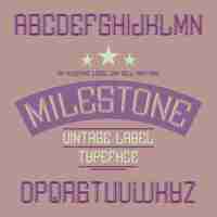 Gratis vector vintage label lettertype genaamd milestone