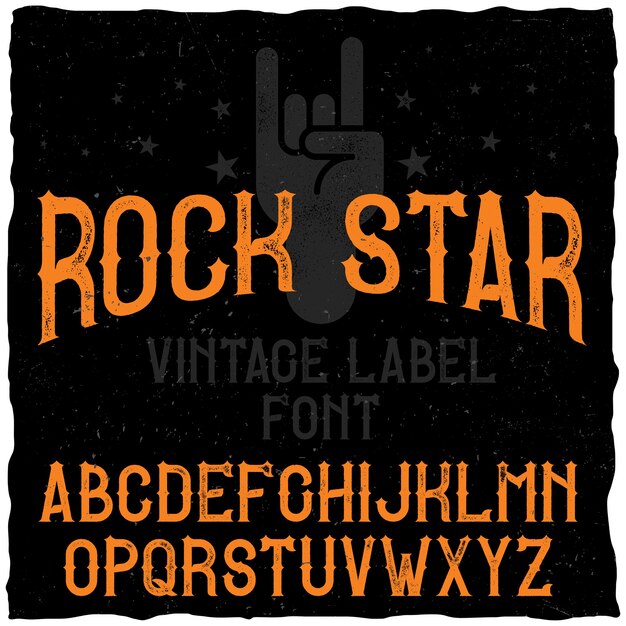 Vintage label lettertype genaamd Rock Star.