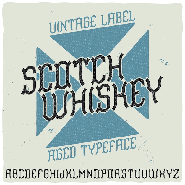 Vintage label lettertype genaamd "Scotch Whisky".
