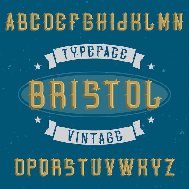 Vintage label lettertype met de naam bristol.