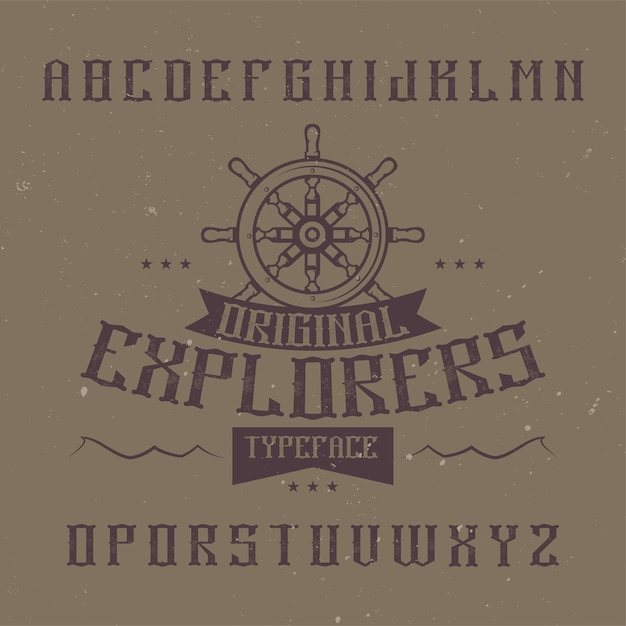 Gratis vector vintage label lettertype met de naam explorers