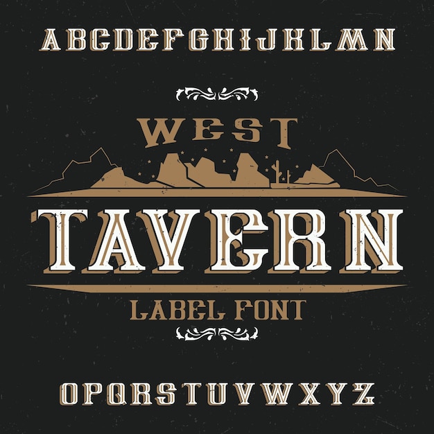 Gratis vector vintage label lettertype met de naam tavern