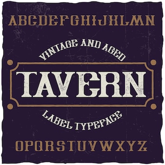 Vintage label lettertype met de naam tavern