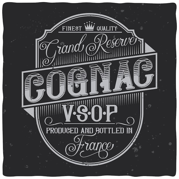 Gratis vector vintage labelontwerp met belettering samenstelling op donker