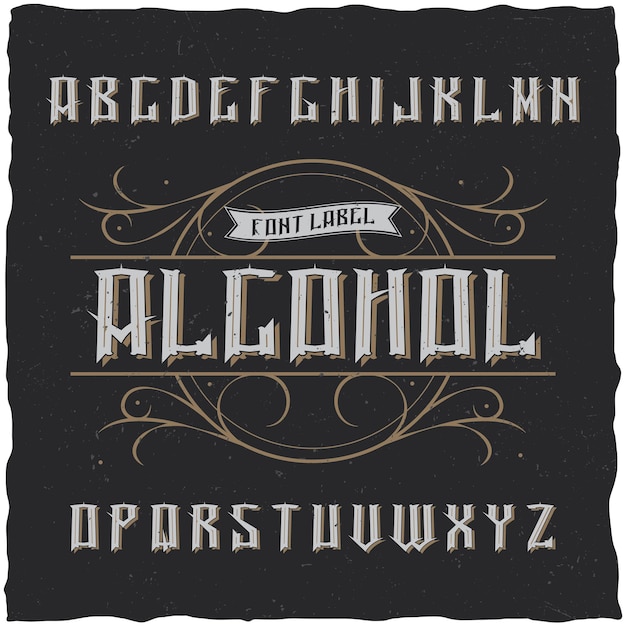 Vintage labeltype met de naam alcohol.