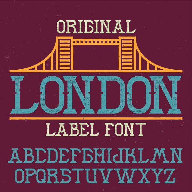 Vintage labeltype met de naam Londen.