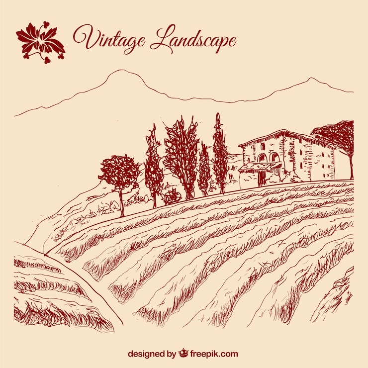 Gratis Vector vintage landschap