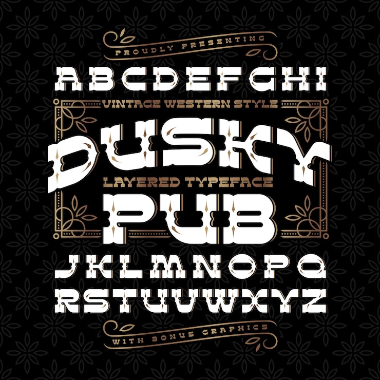 Gratis Vector vintage lettertypeset met decoratieve gouden designelementen