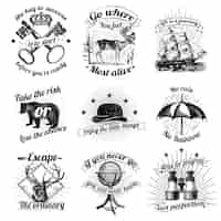 Gratis vector vintage logo's en stickers collectie