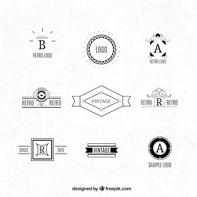 Vintage logo's met verschillende ontwerpen