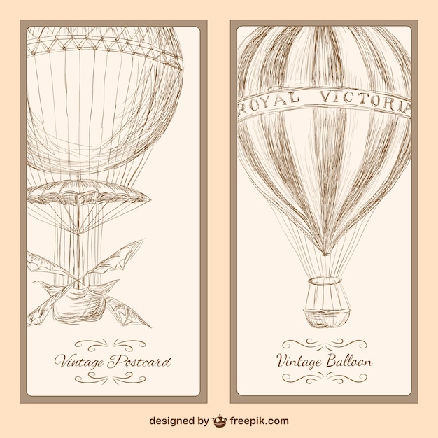 Vintage luchtballon postkaart