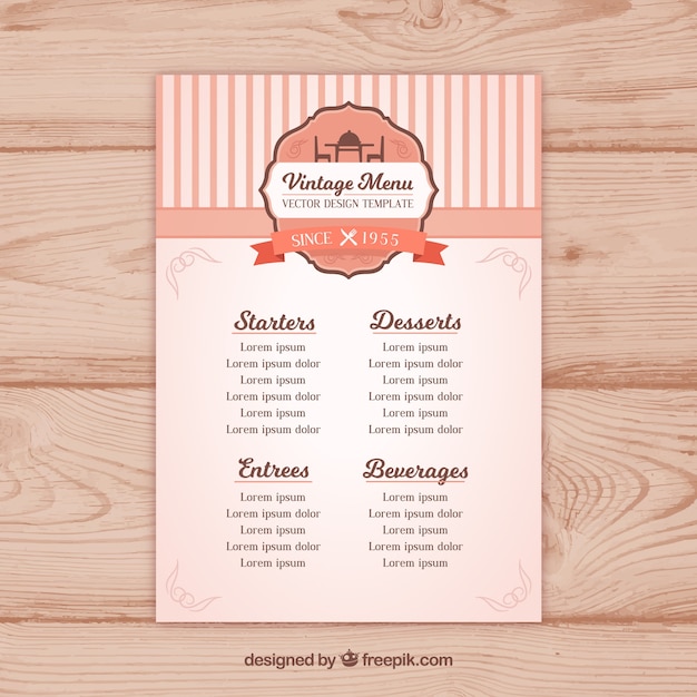 Gratis vector vintage menusjabloon