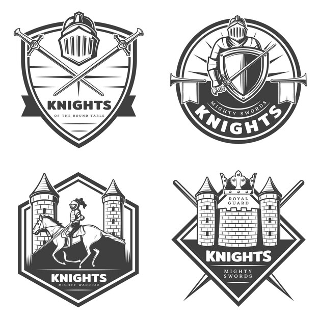 Vintage middeleeuwse emblemen Set