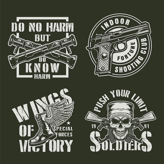Vintage militaire badges instellen