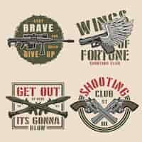 Gratis vector vintage militaire kleurrijke badges set