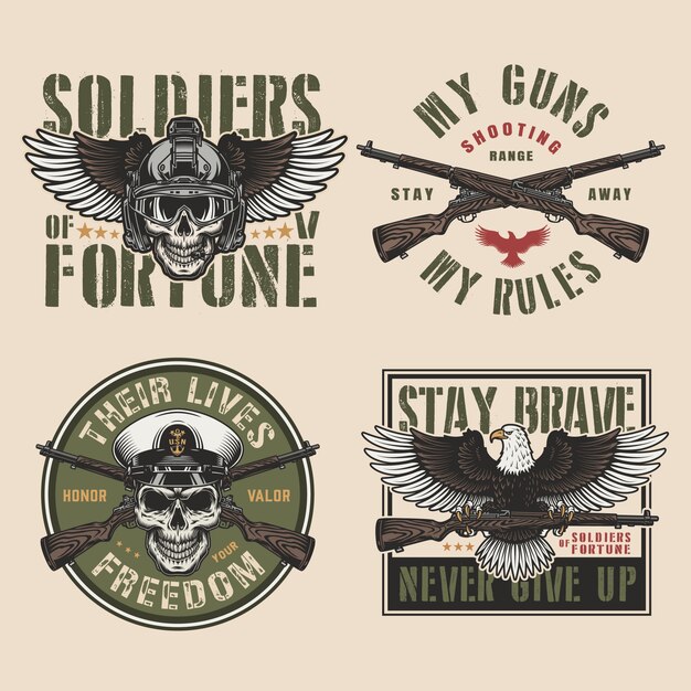 Vintage militaire kleurrijke badges