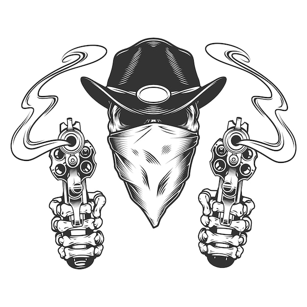 Gratis vector vintage monochrome cowboyschedel