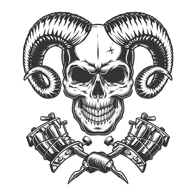 Gratis vector vintage monochrome demon schedel