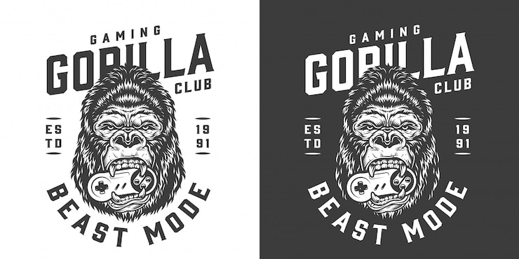 Gratis Vector vintage monochrome gaming club-logo